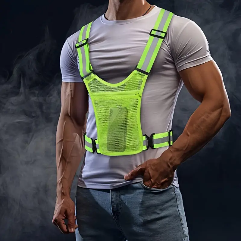 4 Colors Unisex Light High Visibility Safety Vest With Storage Bag Night Construction Cycling Traffic Coat Running Working