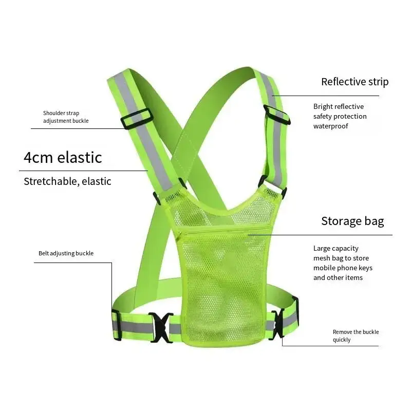 4 Colors Unisex Light High Visibility Safety Vest With Storage Bag Night Construction Cycling Traffic Coat Running Working