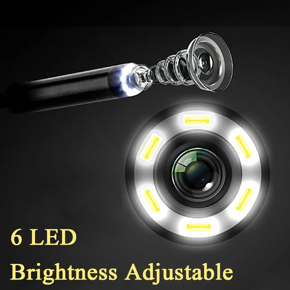 7.0/5.5 MM IP67 Waterproof Endoscope Camera 6 LEDs Adjustable USB Android Flexible Inspection Borescope Cameras for Phone