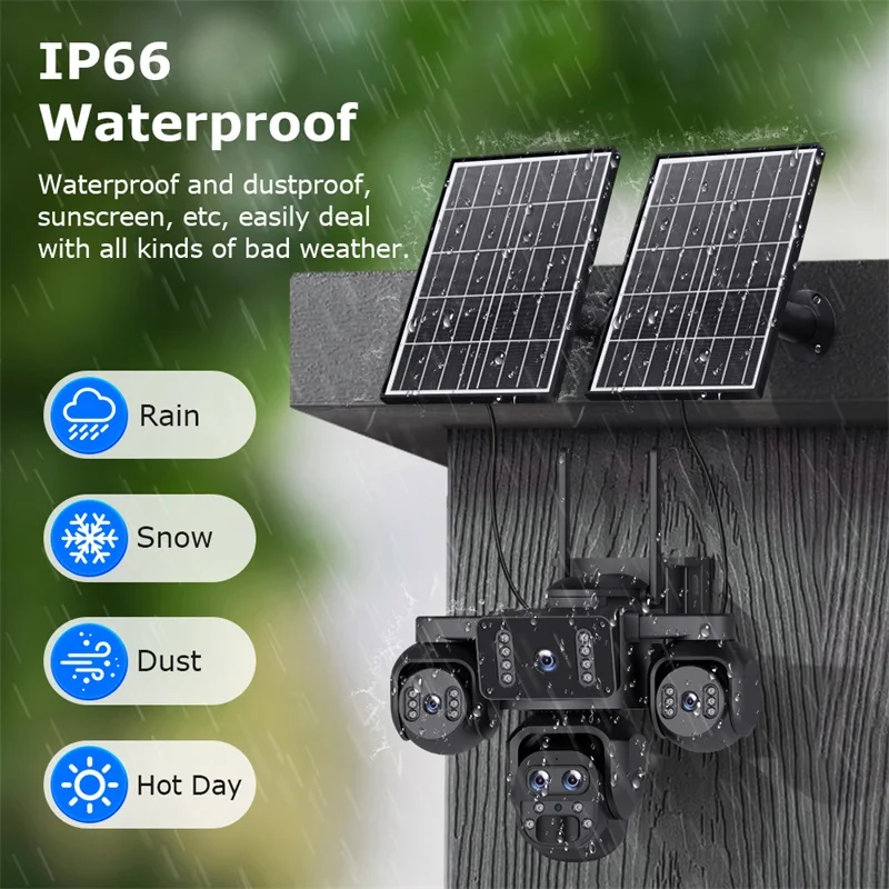 SHIWOJIA 20MP 10X ZOOM Camara Solar 4G SIM 5 Lens 4 Screens Security Protection 360° Auto Tracking Home Surveillance Systems