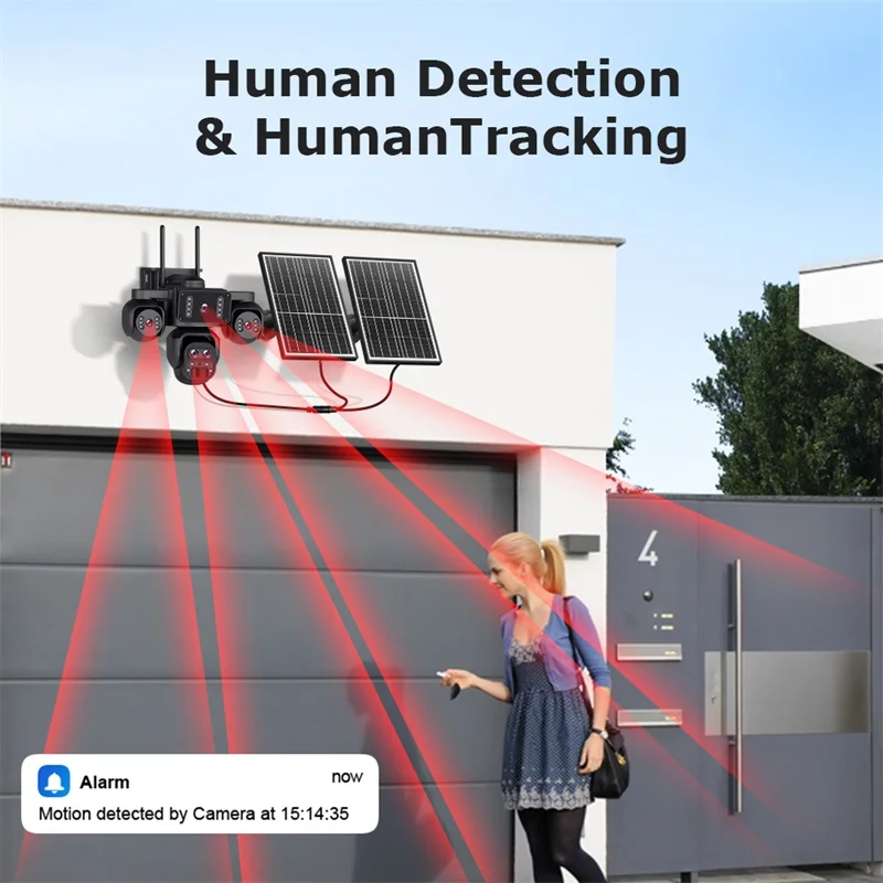 SHIWOJIA 20MP 10X ZOOM Camara Solar 4G SIM 5 Lens 4 Screens Security Protection 360° Auto Tracking Home Surveillance Systems