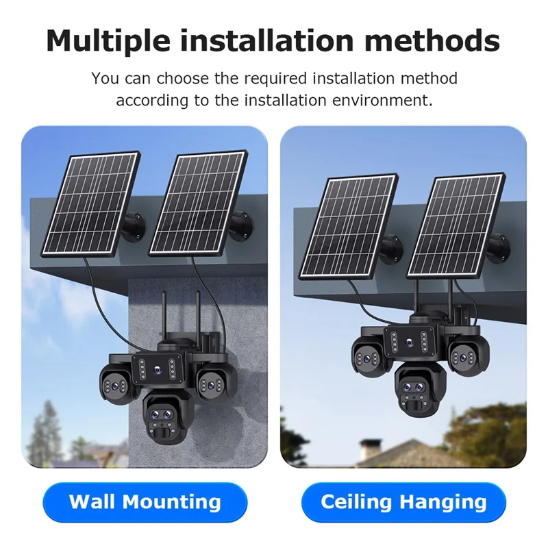 SHIWOJIA 20MP 10X ZOOM Camara Solar 4G SIM 5 Lens 4 Screens Security Protection 360° Auto Tracking Home Surveillance Systems