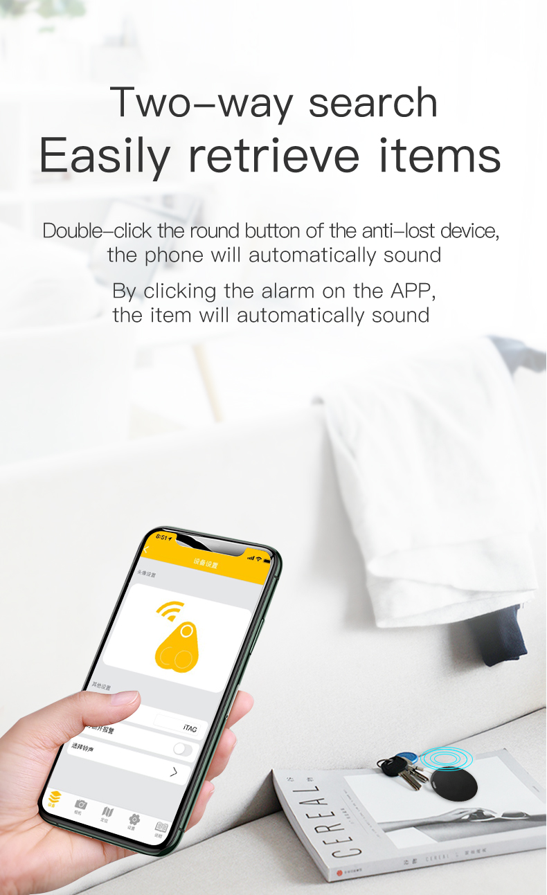 Bluetooth Compatible Tracker Keys Finder Item Locator for Keys Bags Pets Anti-lost Locator Tag Alarm Reminder For IOS Android