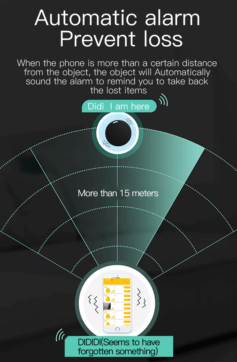 Bluetooth Compatible Tracker Keys Finder Item Locator for Keys Bags Pets Anti-lost Locator Tag Alarm Reminder For IOS Android