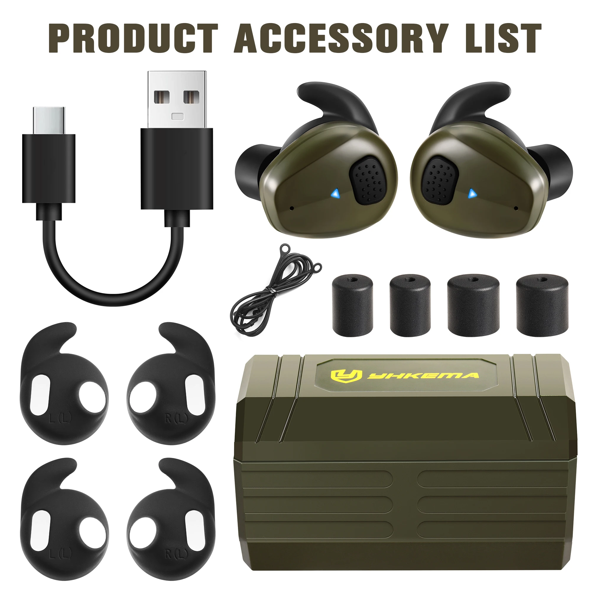 2024 YHKEMA Tactical EB10 Bluetooth Earplugs Noise Canceling Shooting Earplug Sound Pickup Headphone Noise Cancelling Headset