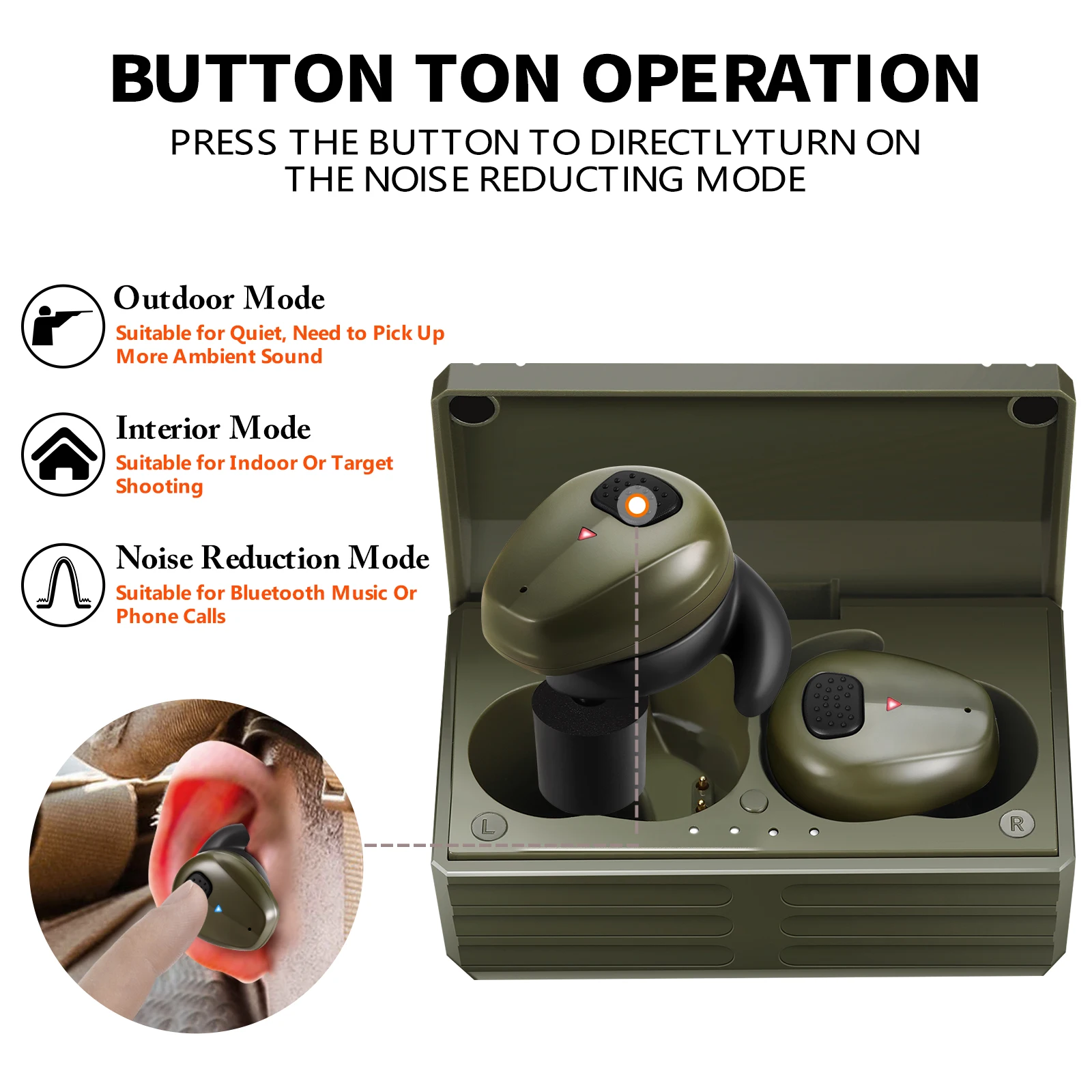 2024 YHKEMA Tactical EB10 Bluetooth Earplugs Noise Canceling Shooting Earplug Sound Pickup Headphone Noise Cancelling Headset