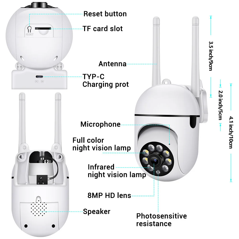 2.4G 8MP Cameras Wifi Video Surveillance IP Indoor Security Protection Monitor 5.0X Zoom Home Wireless Track Alarm O-Kam Pro