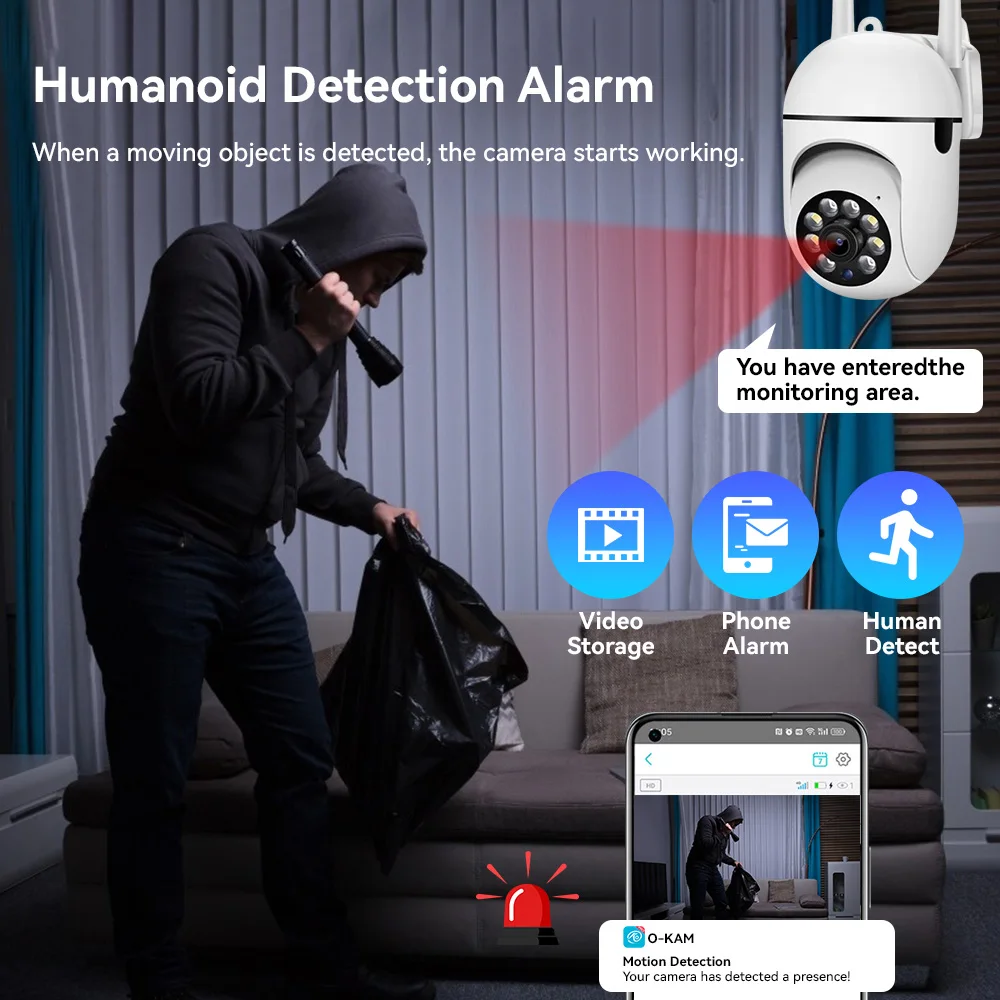 2.4G 8MP Cameras Wifi Video Surveillance IP Indoor Security Protection Monitor 5.0X Zoom Home Wireless Track Alarm O-Kam Pro