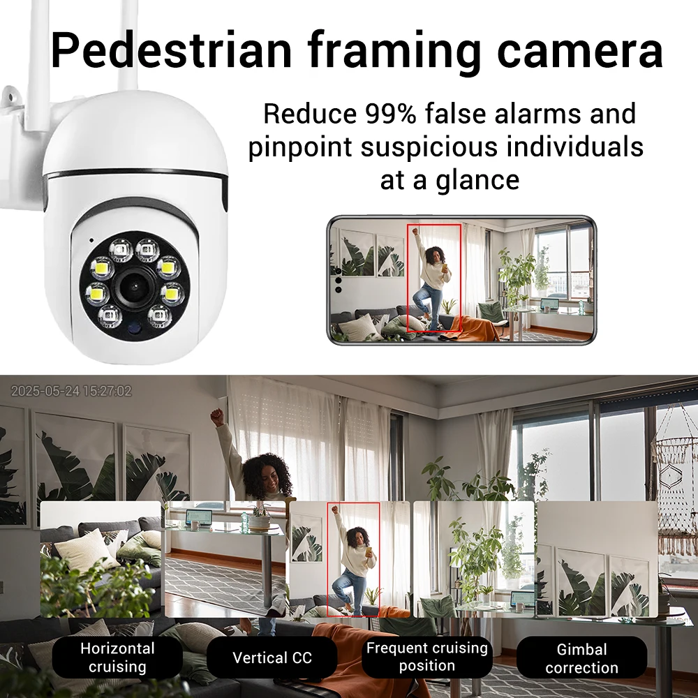 2.4G 8MP Cameras Wifi Video Surveillance IP Indoor Security Protection Monitor 5.0X Zoom Home Wireless Track Alarm O-Kam Pro