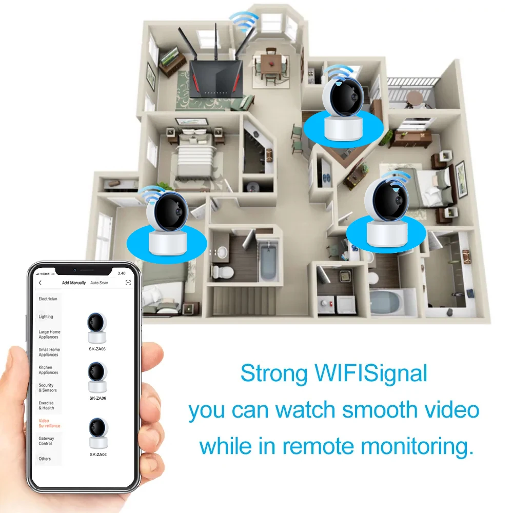 Tuya 5MP WiFi IP Camera Baby Monitor 360° PTZ Motion Detection 2 Way Audio Night Vision Supports TCP/IP/ONVIF Private Protocol