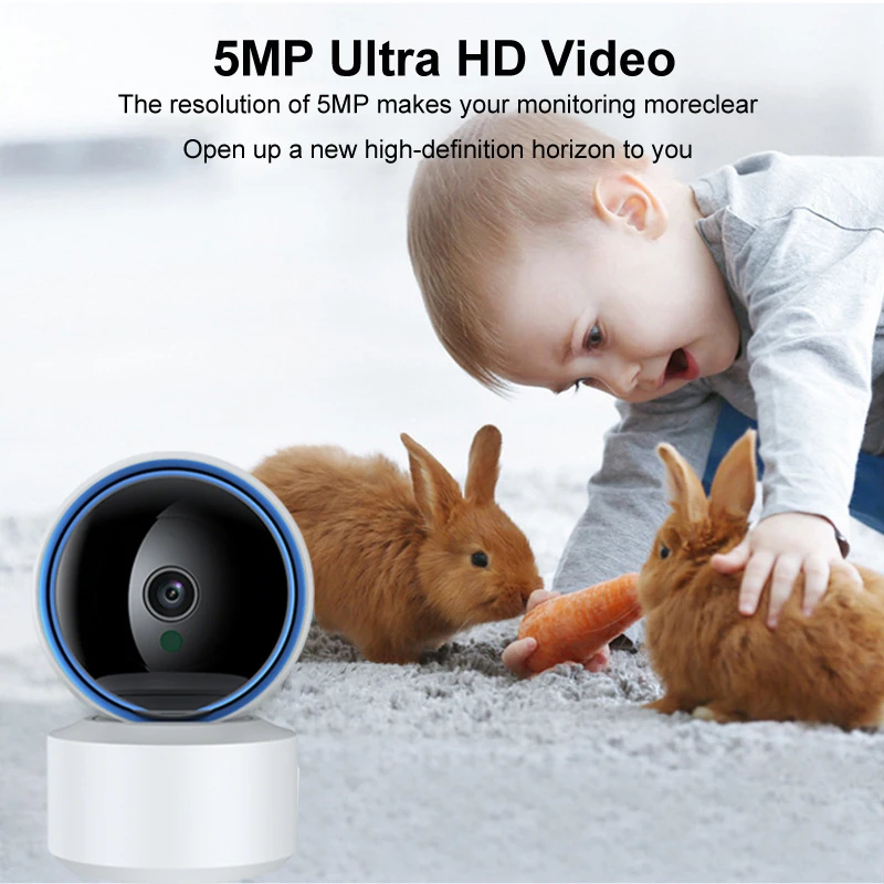 Tuya 5MP WiFi IP Camera Baby Monitor 360° PTZ Motion Detection 2 Way Audio Night Vision Supports TCP/IP/ONVIF Private Protocol