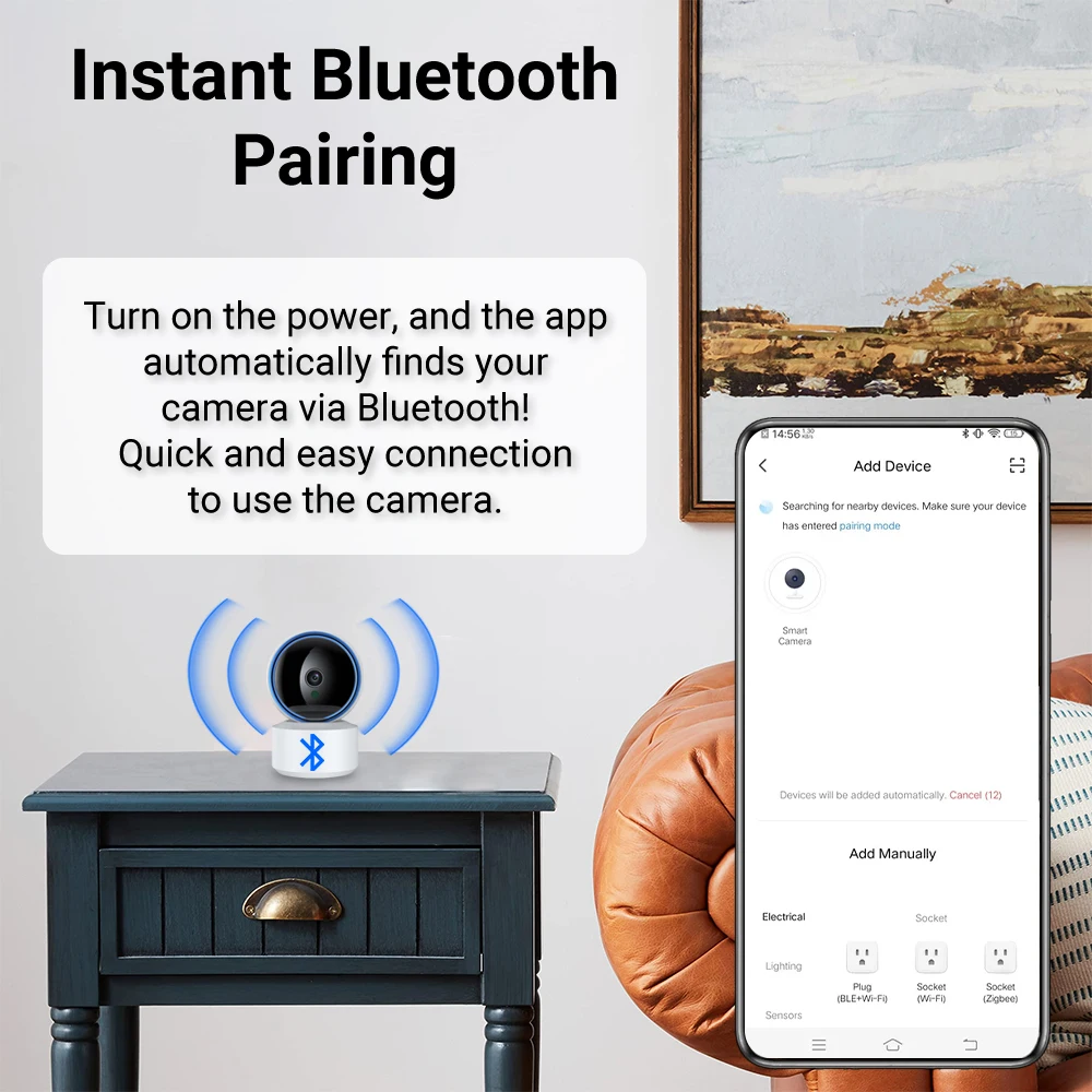 Tuya 5MP WiFi IP Camera Baby Monitor 360° PTZ Motion Detection 2 Way Audio Night Vision Supports TCP/IP/ONVIF Private Protocol