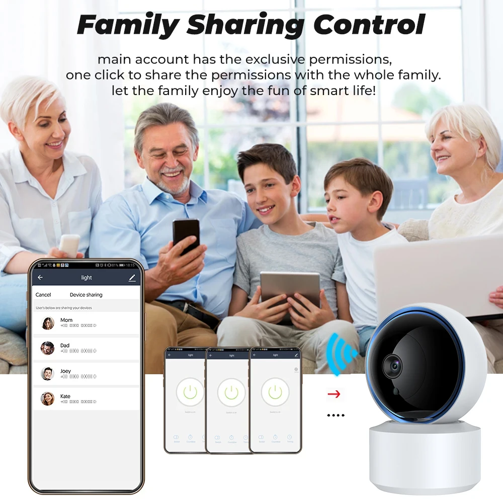 Tuya 5MP WiFi IP Camera Baby Monitor 360° PTZ Motion Detection 2 Way Audio Night Vision Supports TCP/IP/ONVIF Private Protocol