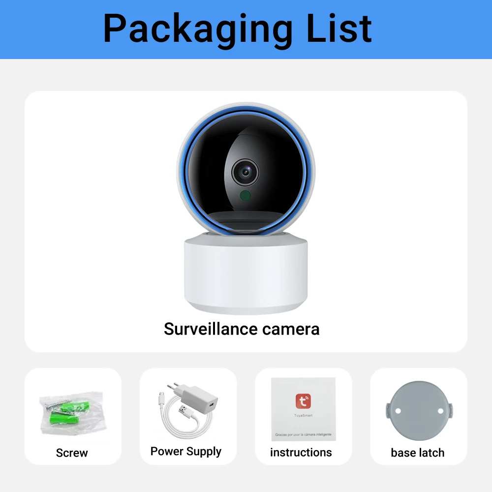 Tuya 5MP WiFi IP Camera Baby Monitor 360° PTZ Motion Detection 2 Way Audio Night Vision Supports TCP/IP/ONVIF Private Protocol