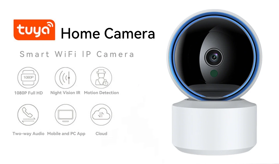 Tuya 5MP WiFi IP Camera Baby Monitor 360° PTZ Motion Detection 2 Way Audio Night Vision Supports TCP/IP/ONVIF Private Protocol