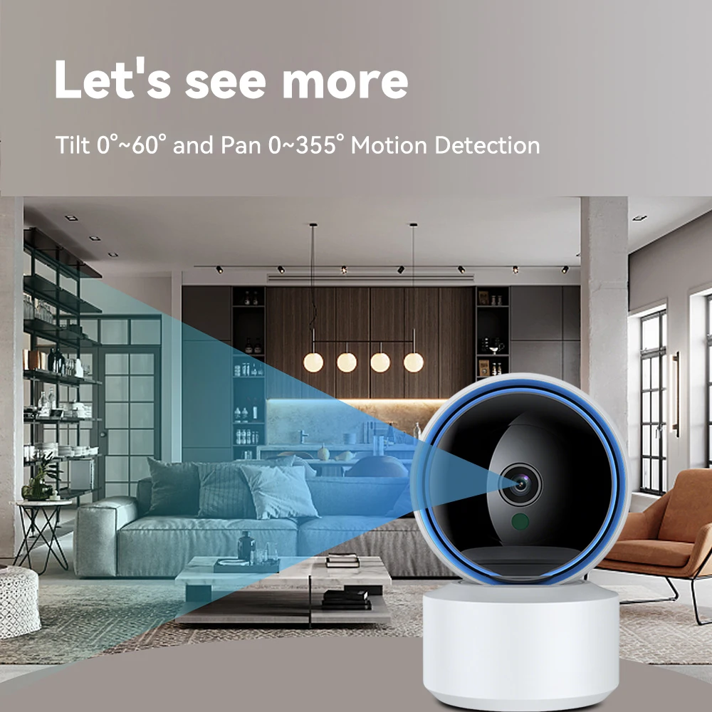 Tuya 5MP WiFi IP Camera Baby Monitor 360° PTZ Motion Detection 2 Way Audio Night Vision Supports TCP/IP/ONVIF Private Protocol