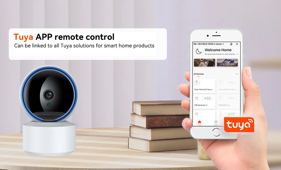 Tuya 5MP WiFi IP Camera Baby Monitor 360° PTZ Motion Detection 2 Way Audio Night Vision Supports TCP/IP/ONVIF Private Protocol
