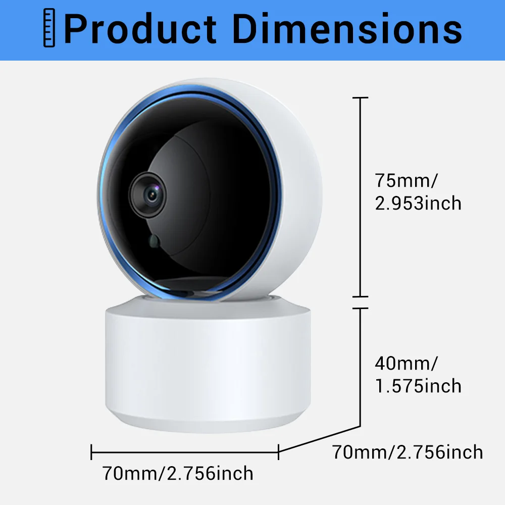 Tuya 5MP WiFi IP Camera Baby Monitor 360° PTZ Motion Detection 2 Way Audio Night Vision Supports TCP/IP/ONVIF Private Protocol