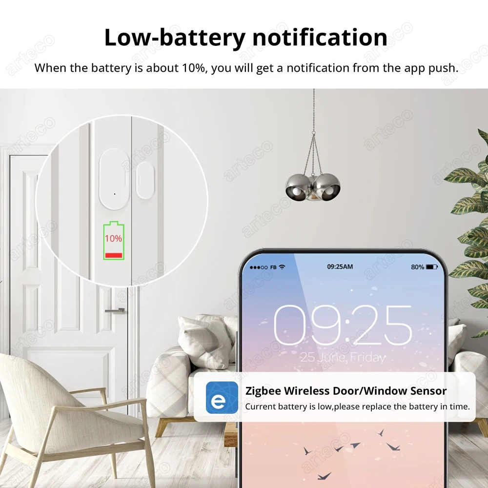 Zigbee Door Window Sensor Open Closed Detector Security Wireless Burglar Alarm Door Sensors Support Alexa Home Assistant Z2M