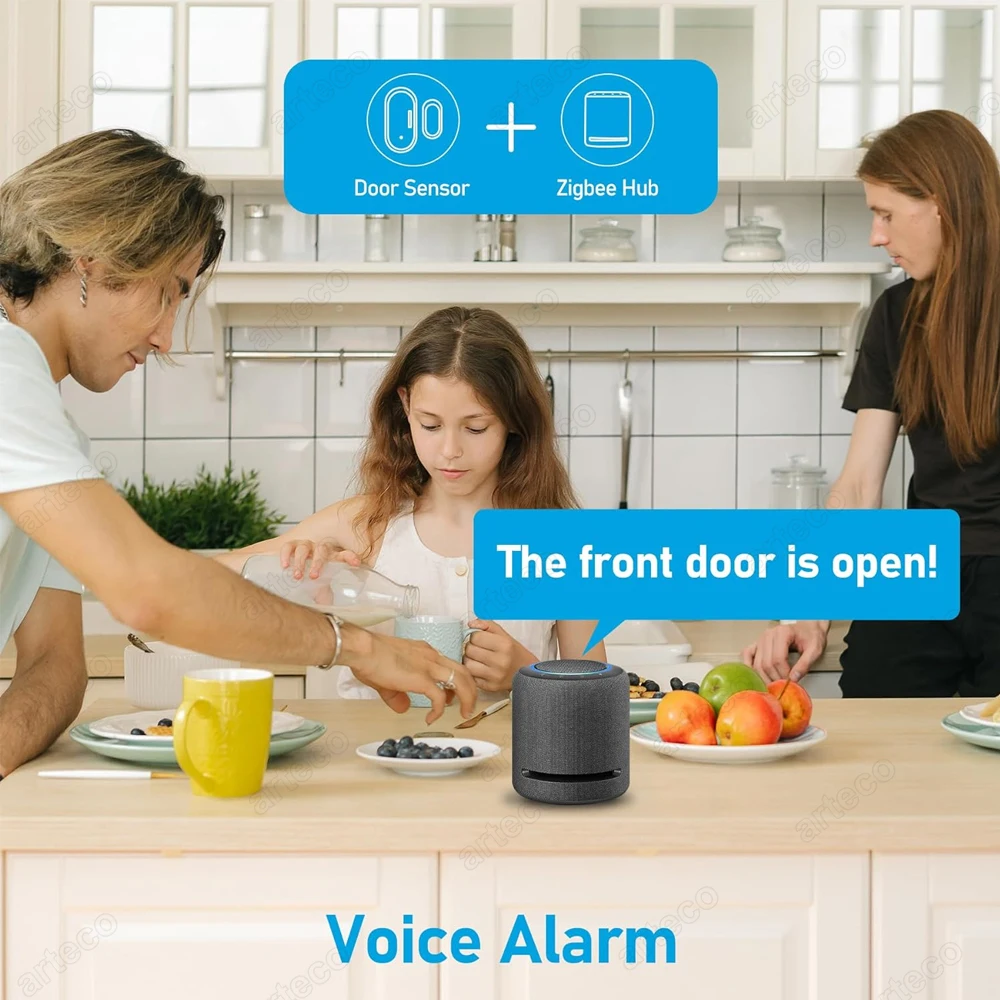 Zigbee Door Window Sensor Open Closed Detector Security Wireless Burglar Alarm Door Sensors Support Alexa Home Assistant Z2M