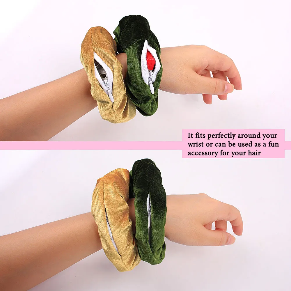 Portable Hidden Safe Sight Secret Hair Tie Storage Case Hair Scrunchie With Zipper Hide Key Cash Jewelry For Travel Outdoor