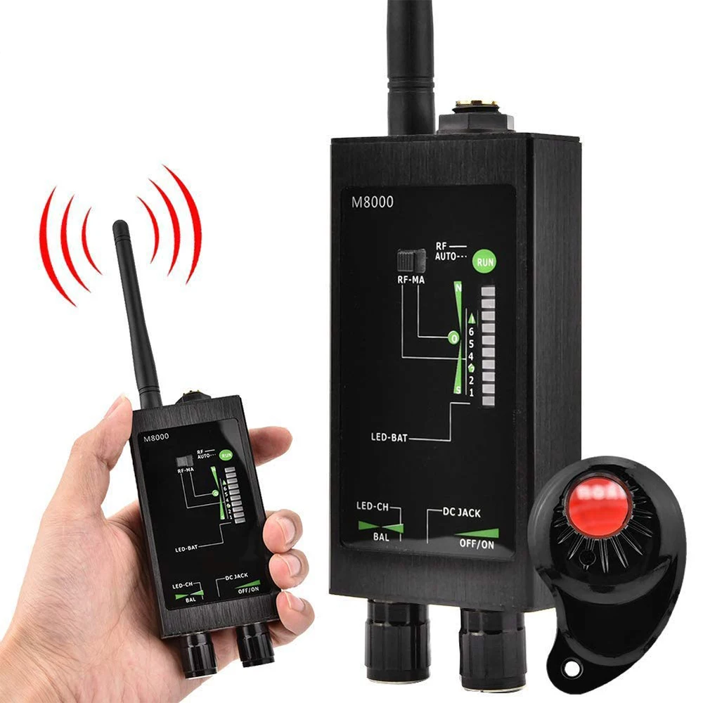 M8000 Radio Anti-Spy Detector GSM RF Signal Auto Tracker Detectors GPS Tracker Finder Bug with Long Magnetic LED Antenna