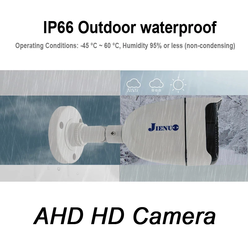 JIENUO AHD Camera Full Color Night Vision CCTV Security Surveillance 1080P Outdoor Waterproof Analog Digital Video 2mp Home Cam