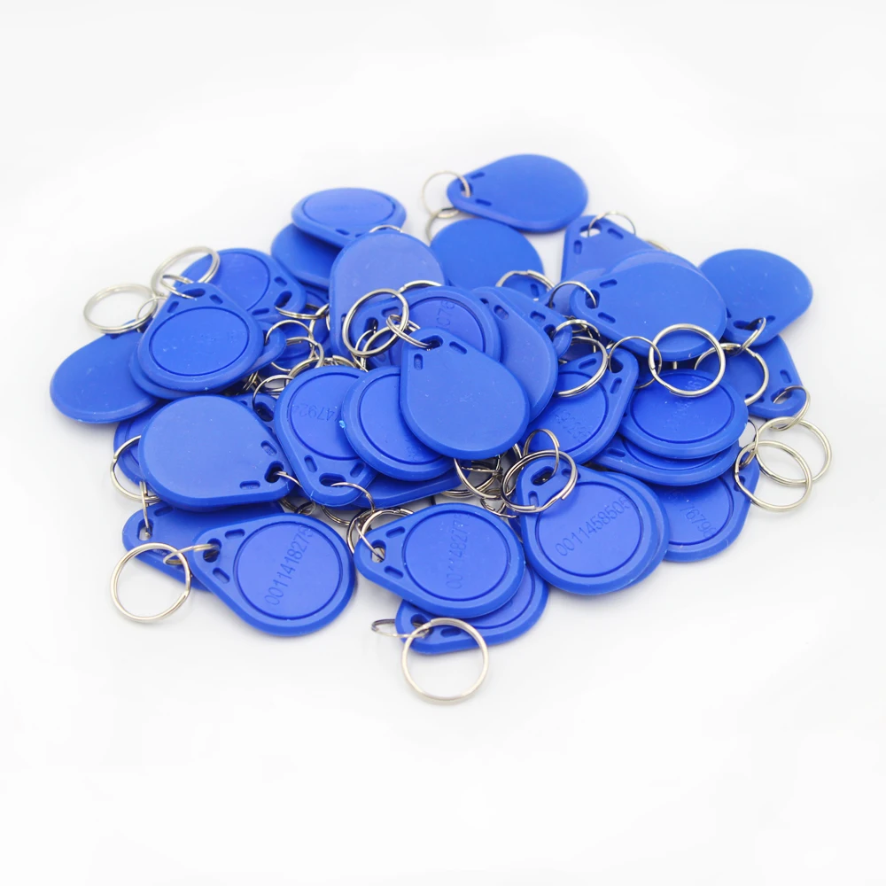 100pcs/lot 125khz RFID Keychain NO3 Size Card Tag ID Keyfob TK4100 Door Entry Access Control EM KeyChain Token