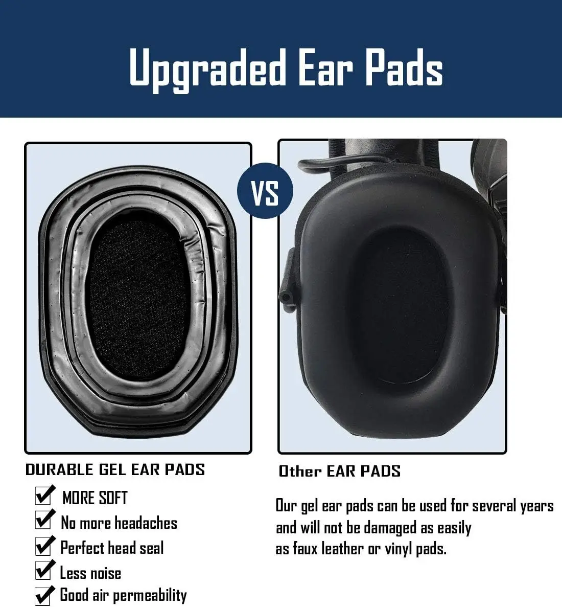 Replacement Silicone Gel Ear Pads Cover Compatible with Walkers Razor/Howard Leight Honeywell Impact Earmuffs