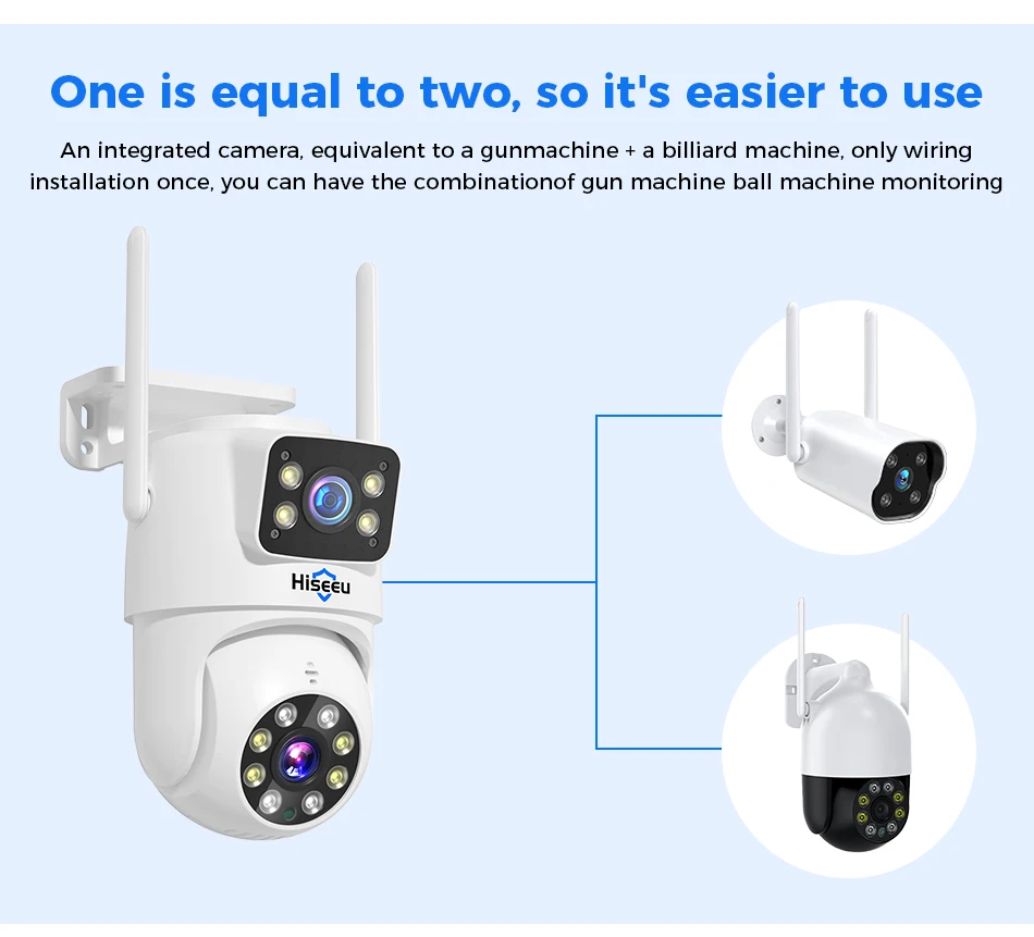 Hiseeu 3K 6MP Dual Lens WiFi CCTV Surveillance Kit Automatic Tracking Color Night Vision P2P 10CH NVR IP Cameras Security System