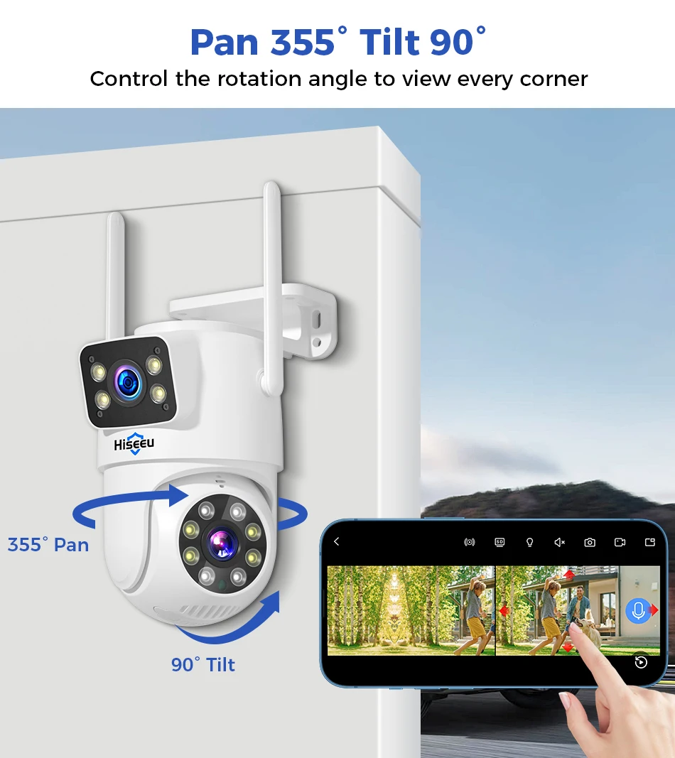Hiseeu 3K 6MP Dual Lens WiFi CCTV Surveillance Kit Automatic Tracking Color Night Vision P2P 10CH NVR IP Cameras Security System