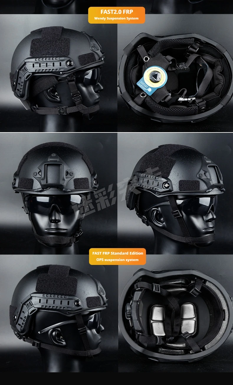 Quick MH Tactical Helmet 1.5kg Fiberglass Wendy's Suspension Pad Helmet Outdoor Activity Protection Training Safety Riot Helmet