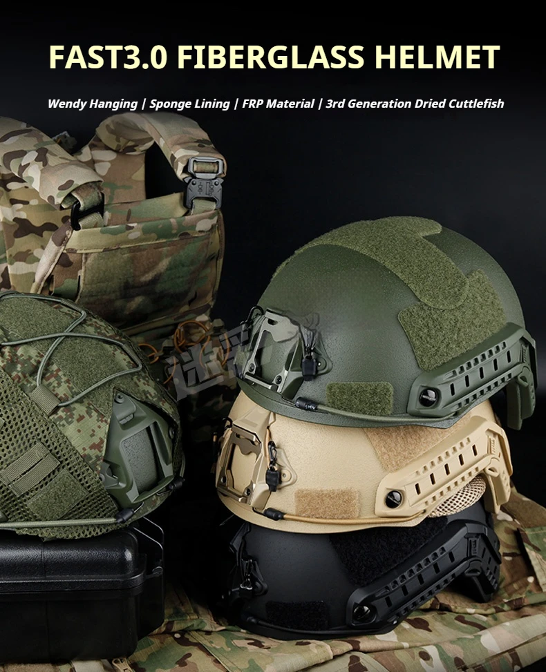Quick MH Tactical Helmet 1.5kg Fiberglass Wendy's Suspension Pad Helmet Outdoor Activity Protection Training Safety Riot Helmet
