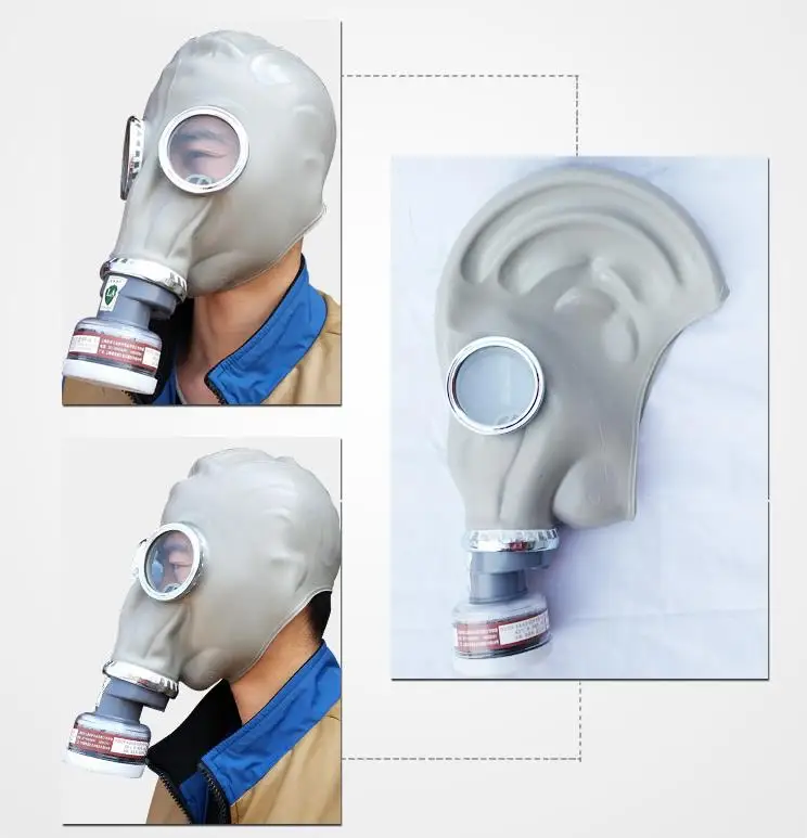 2 in 1 Chemical Gas Mask Respirator Classic Style Rubber Material Full Face Protection Industrial Spray Paint Respirator