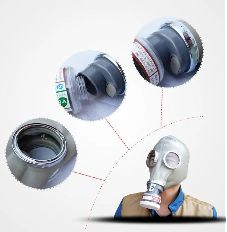 2 in 1 Chemical Gas Mask Respirator Classic Style Rubber Material Full Face Protection Industrial Spray Paint Respirator