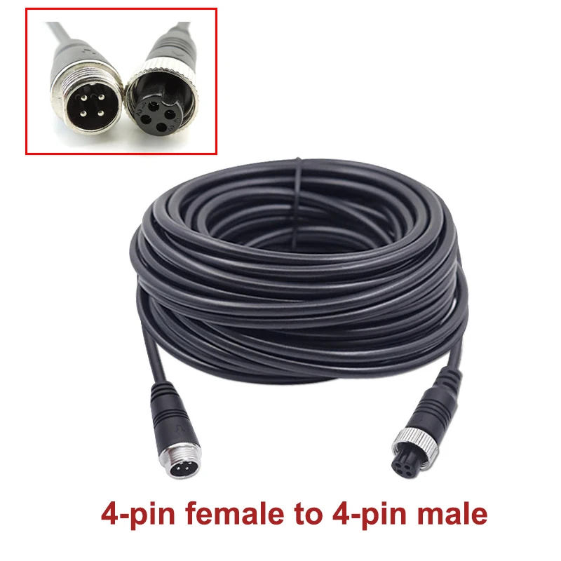1m/2m/5m 4 Pin Male to Female Aviation Extension Video Cable for Truck Bus Monitor Camera Connection A7