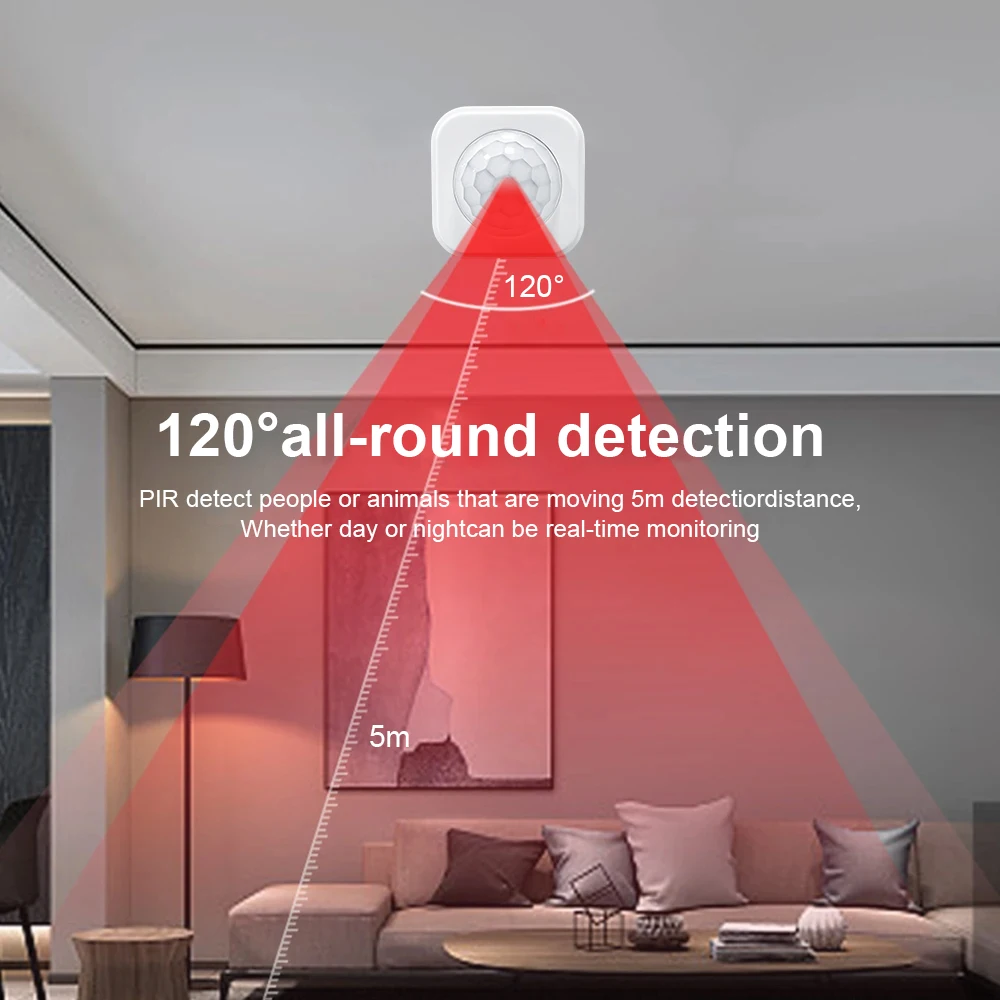 1- 10PCS Tuya Zigbee PIR Motion Sensor Detector Security Smart Life Tuya Zigbee Movement PIR Detector Needs Zigbee Gateway/Hub
