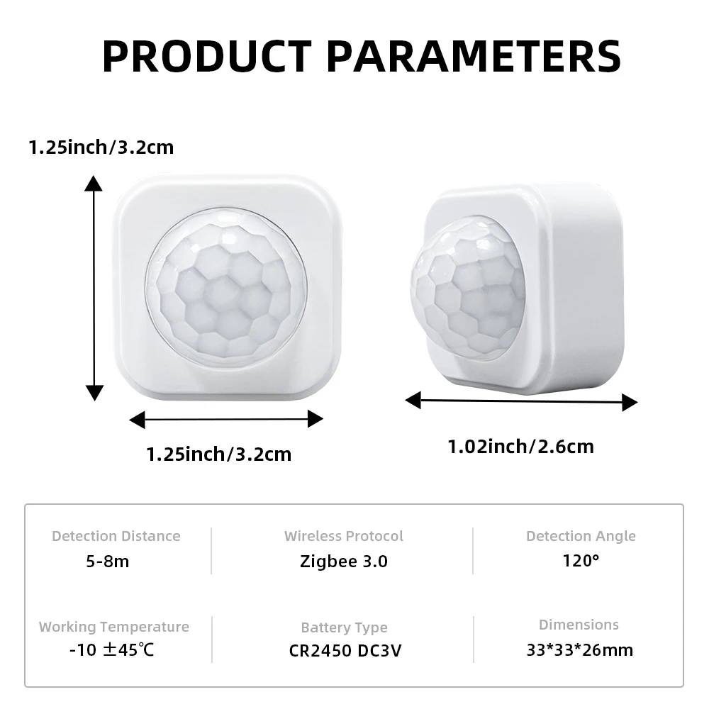 1- 10PCS Tuya Zigbee PIR Motion Sensor Detector Security Smart Life Tuya Zigbee Movement PIR Detector Needs Zigbee Gateway/Hub