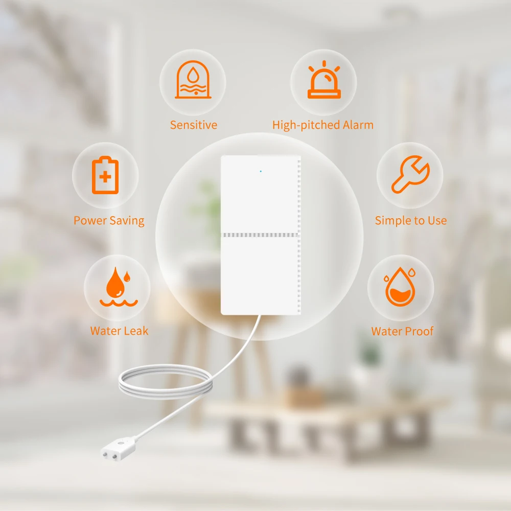 Staniot Smart Water Leakage Detector Compatible With Home Security Alarm System Support Low Battery Alarm Flood Sensor