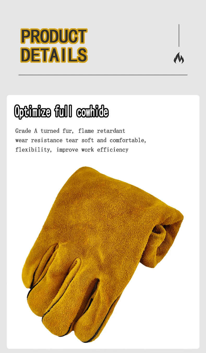 Leather Flame Retardant Gloves,방염장갑,Welding Gloves Heat Insulation Anti-cut Woodstove Fireplace Barbecue Baking Camping 용접
