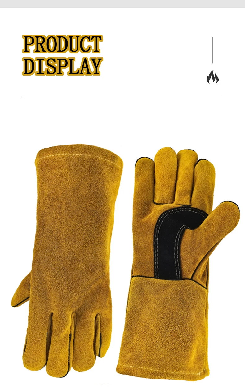 Leather Flame Retardant Gloves,방염장갑,Welding Gloves Heat Insulation Anti-cut Woodstove Fireplace Barbecue Baking Camping 용접