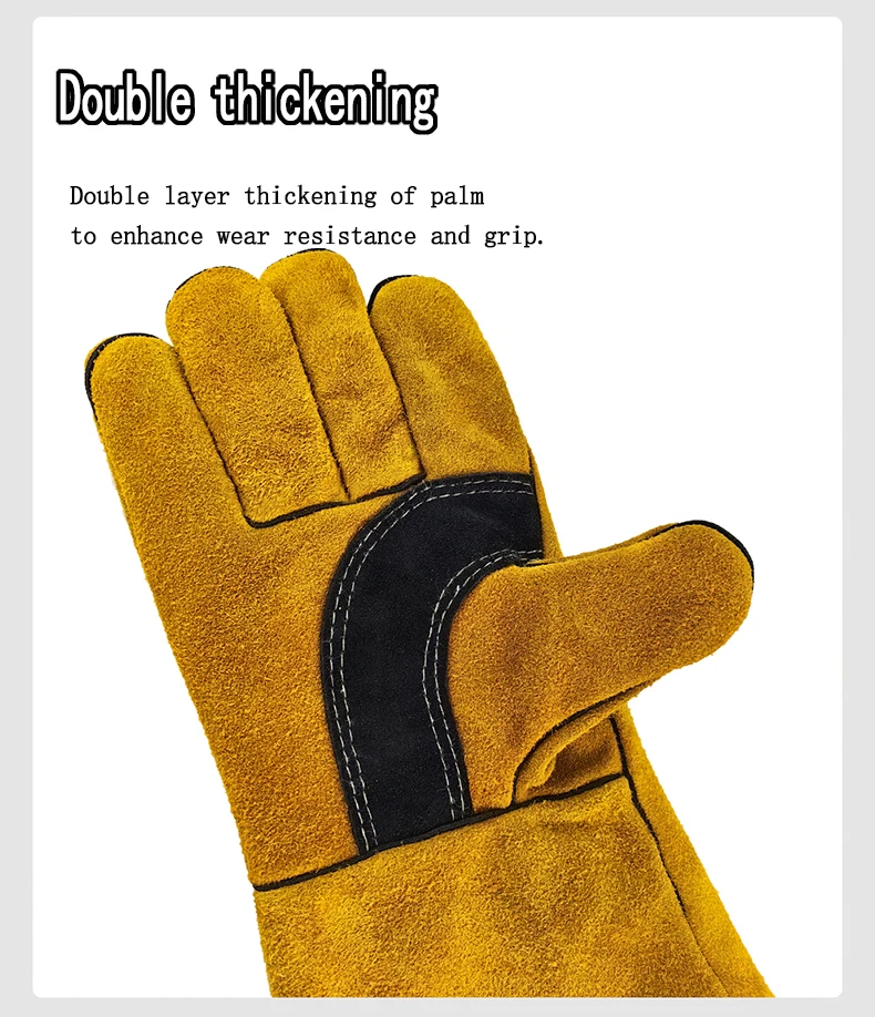 Leather Flame Retardant Gloves,방염장갑,Welding Gloves Heat Insulation Anti-cut Woodstove Fireplace Barbecue Baking Camping 용접