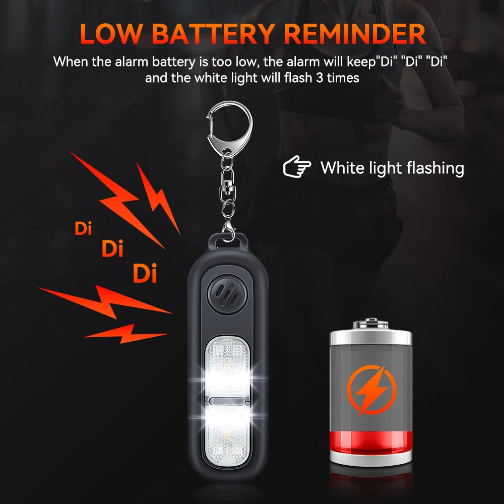 Hollarm Personal Safety Alarm Keychain 130dB for Women USB Rechargeable Protection Emergency LED Light Alarm for night running
