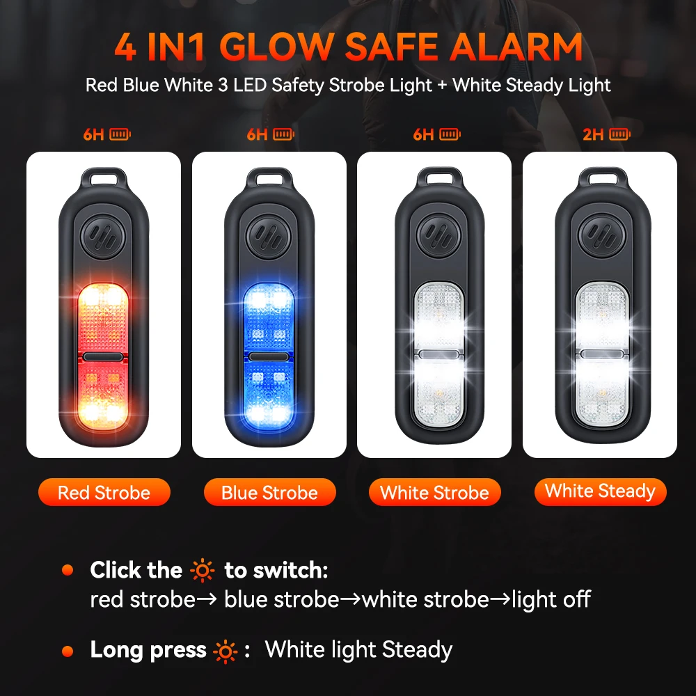 Hollarm Personal Safety Alarm Keychain 130dB for Women USB Rechargeable Protection Emergency LED Light Alarm for night running