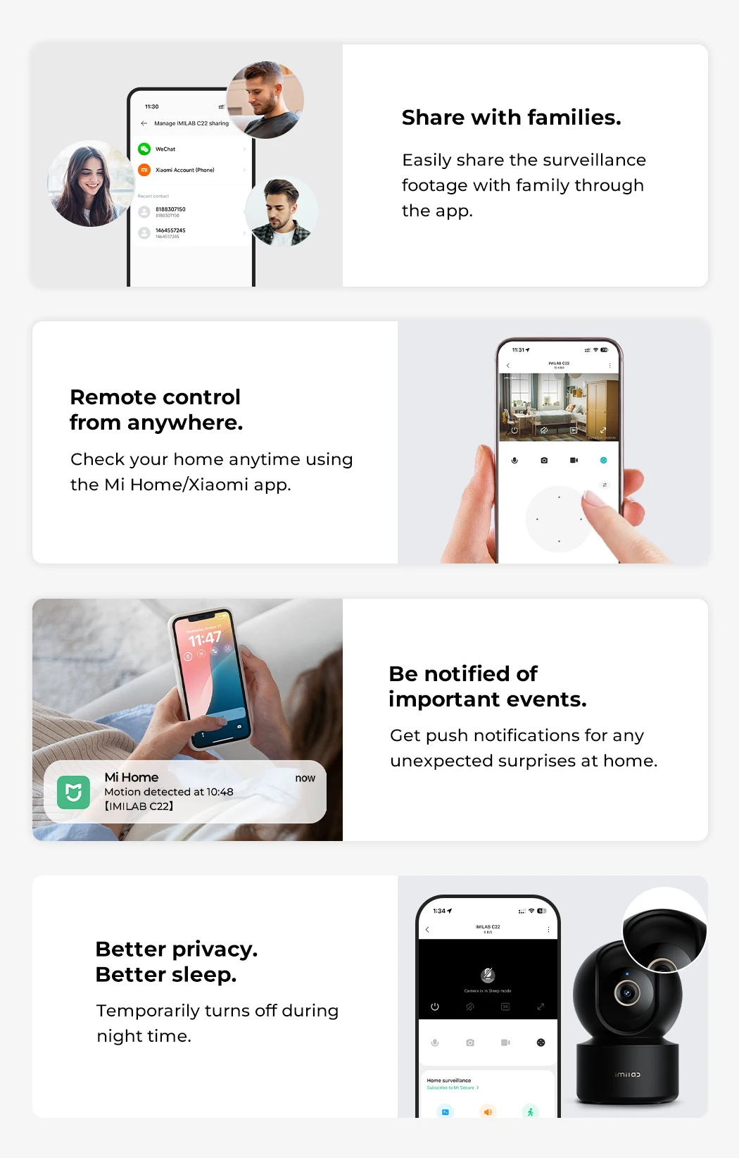 IMILAB Baby Monitor Indoor Security Camera with AI Detection Night Vision 2-Way Audio 360° PTZ Compatible with Xiaomi Home App