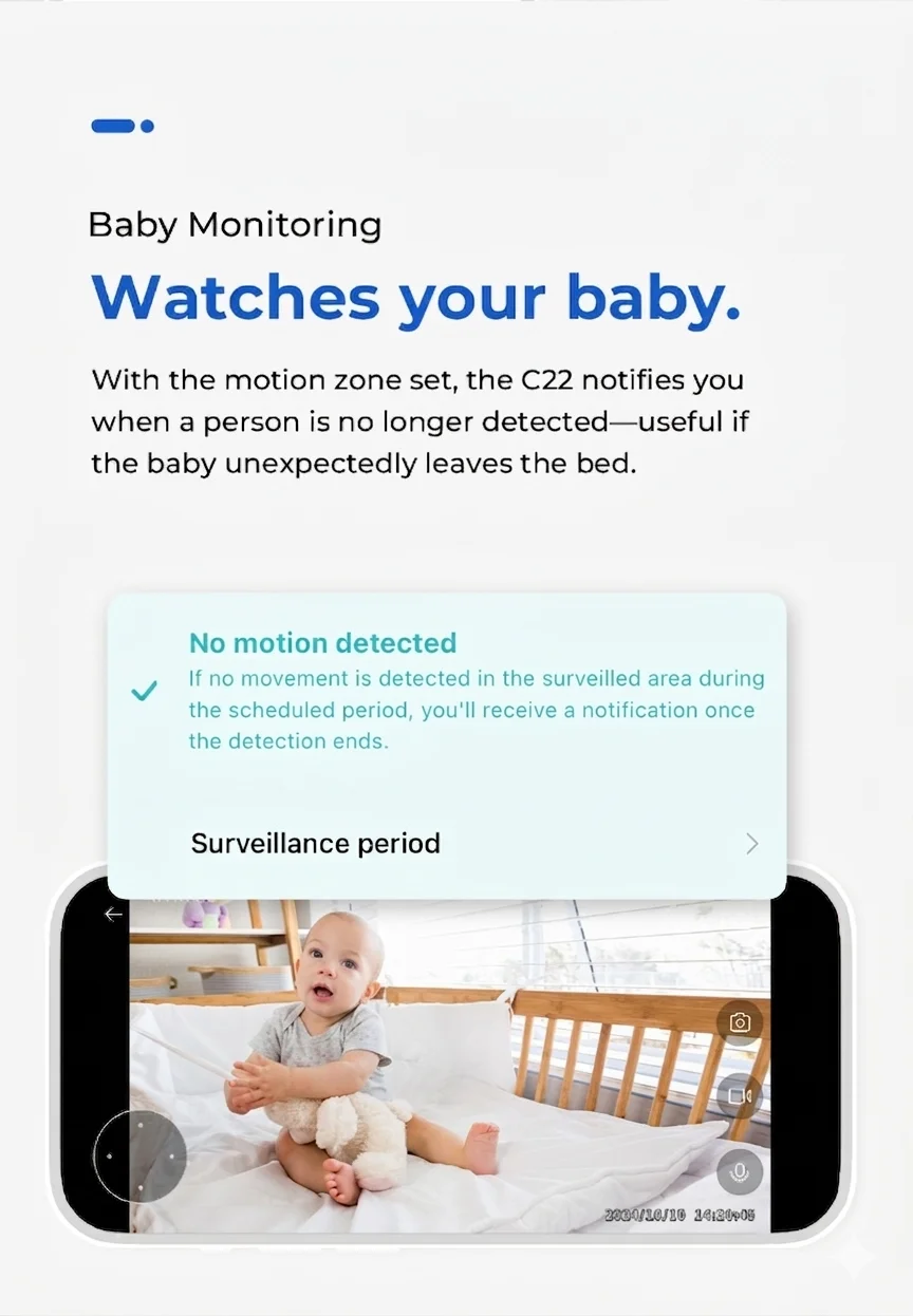 IMILAB Baby Monitor Indoor Security Camera with AI Detection Night Vision 2-Way Audio 360° PTZ Compatible with Xiaomi Home App