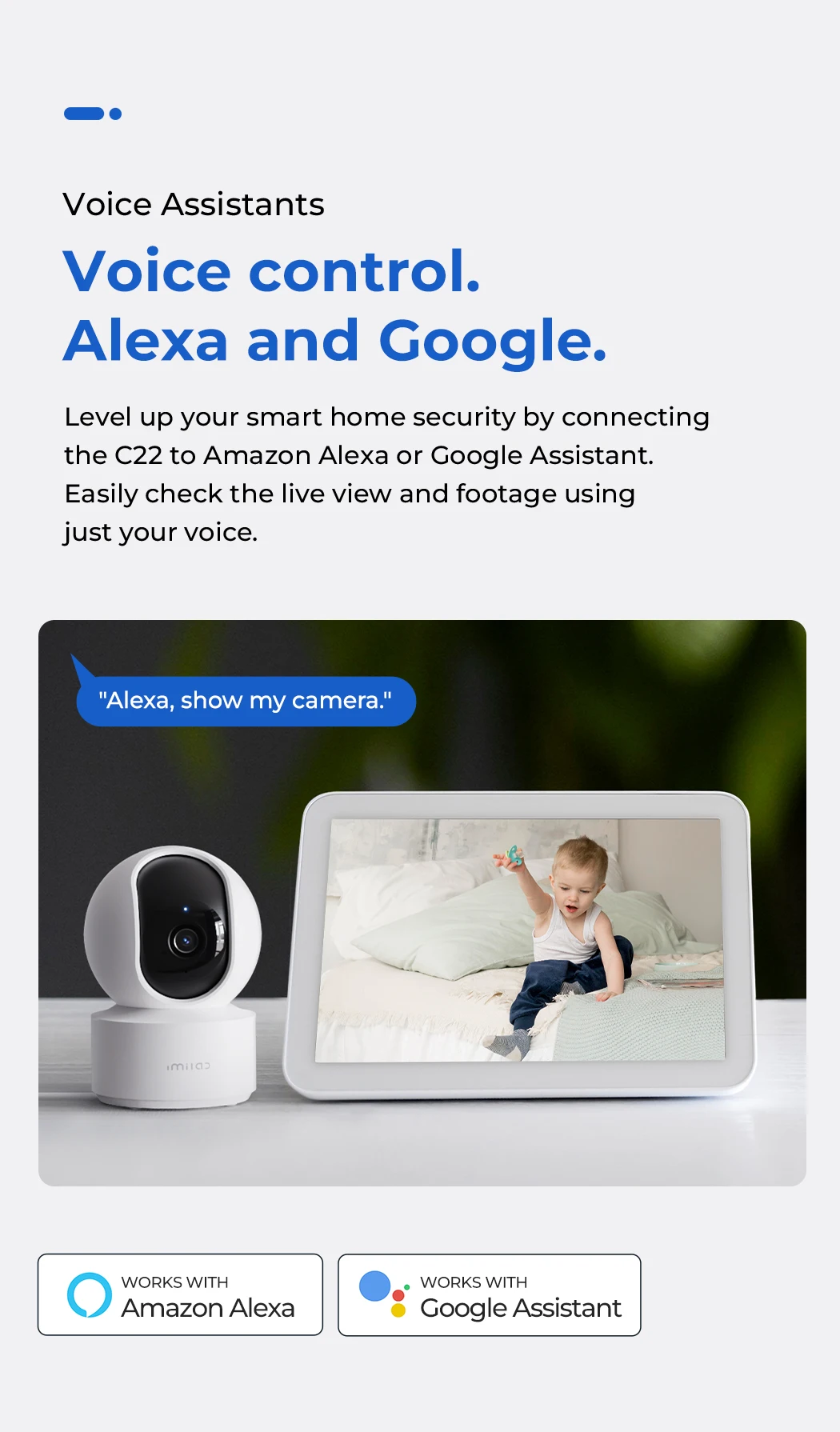 IMILAB Baby Monitor Indoor Security Camera with AI Detection Night Vision 2-Way Audio 360° PTZ Compatible with Xiaomi Home App