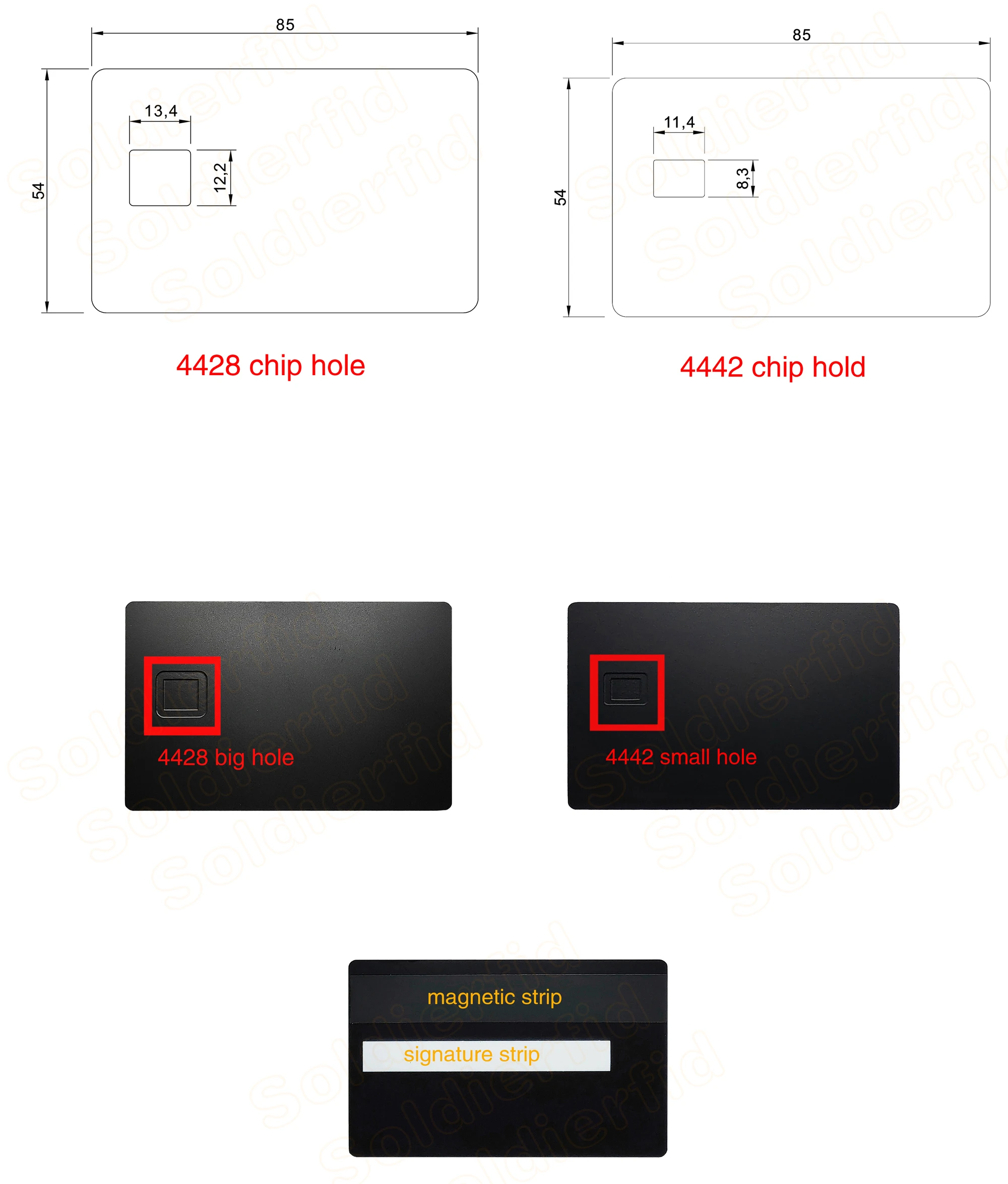 24k Mirror Credit Card Blank DIY 4442 Chip Slot with Hico 3 Track Magnetic Stripe for Ic Smart Intelligent Card Custom Gift Card