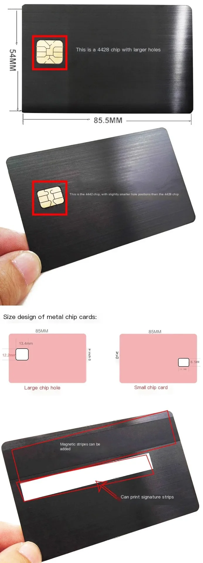 24k Mirror Credit Card Blank DIY 4442 Chip Slot with Hico 3 Track Magnetic Stripe for Ic Smart Intelligent Card Custom Gift Card