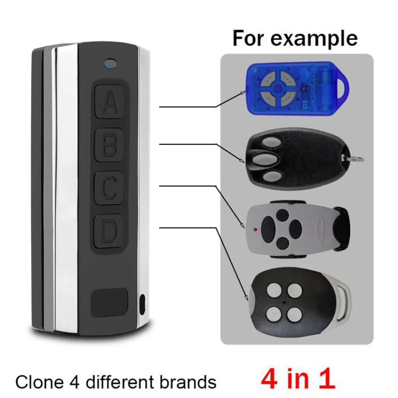Multi-Frequency Garage Door Remote Control Duplicator 280MHz-868MHz Self-Copy Variable Code Grabber Barrier Keychain Transmitter